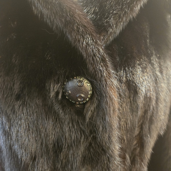 Vintage 1970s Mink Fur Belted Leather Coat Womens Small Medium - Picture 9 of 16